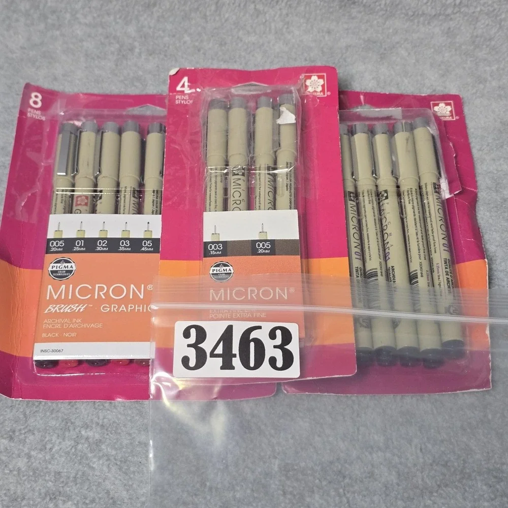 Sakura Pigma Micron Black Fineliner Pen Lot 3 Sets 8 6 4 Japan Archival